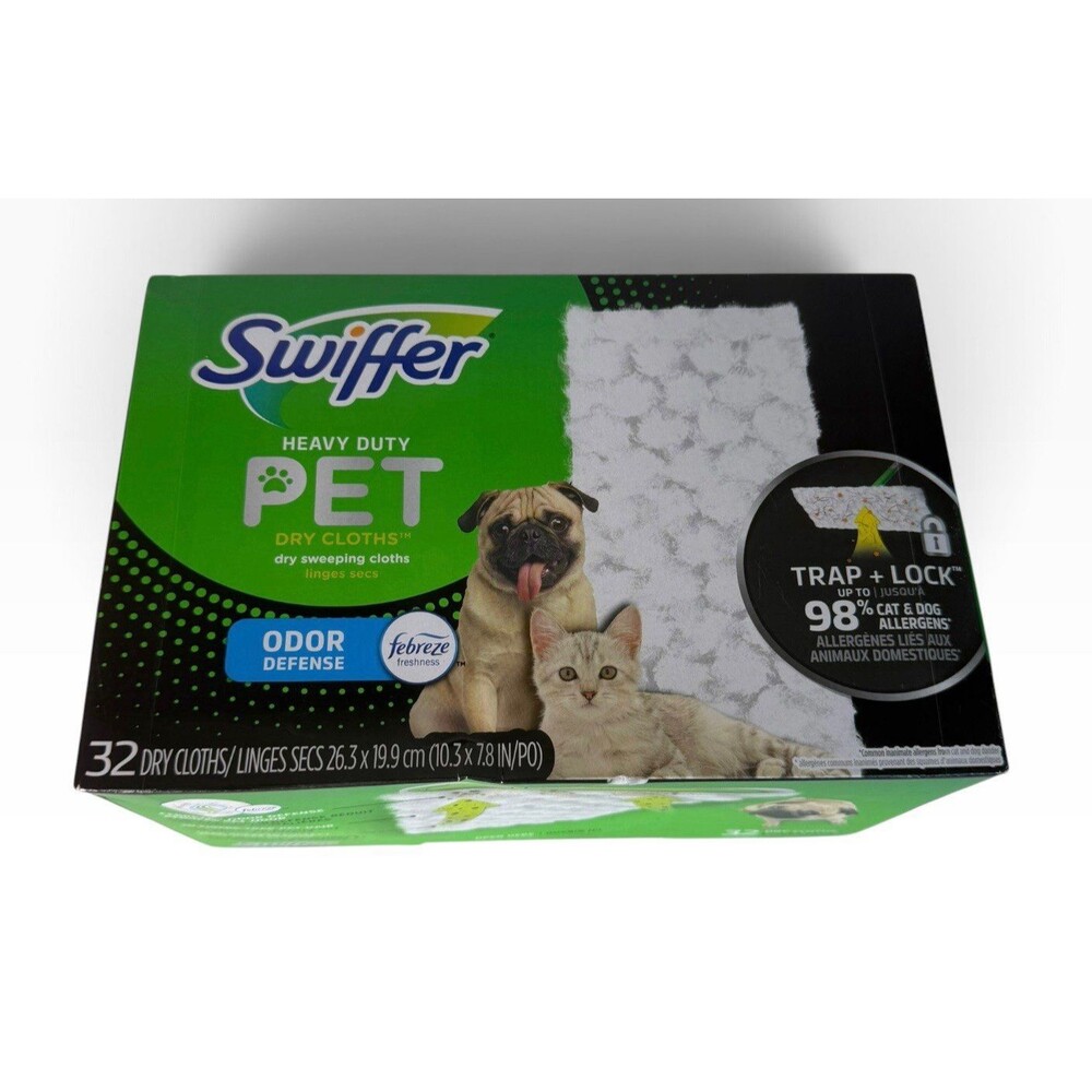 Swiffer Pet Heavy Duty Dry Multi-Surface Cloth Refills, Floor Cleaner, 32 count
